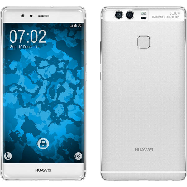 PhoneNatic Case kompatibel mit Huawei P9 - Crystal Clear Silikon Hülle transparent + 2 Schutzfolien