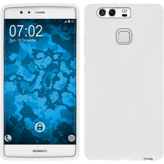 PhoneNatic Case kompatibel mit Huawei P9 - weiß Silikon Hülle X-Style + 2 Schutzfolien