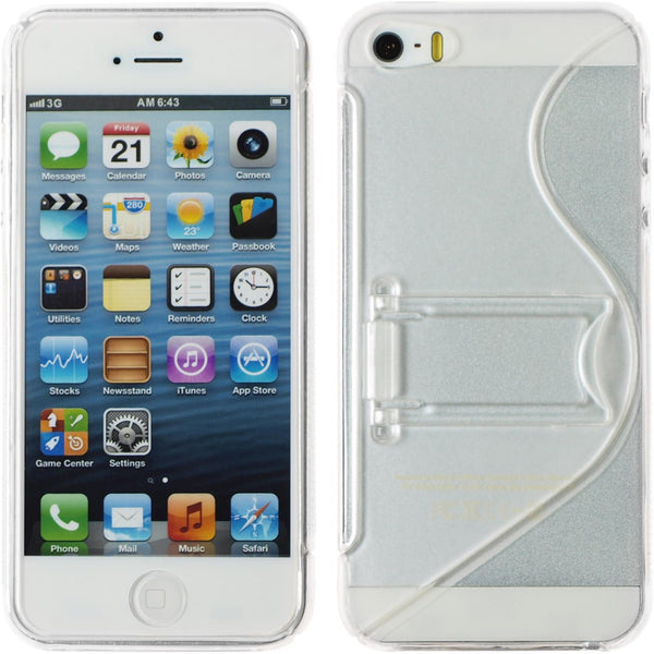 PhoneNatic Case kompatibel mit Apple iPhone 5 / 5s / SE - clear Silikon Hülle Aufstellbar + 2 Schutzfolien