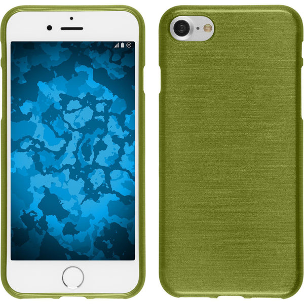 PhoneNatic Case kompatibel mit Apple iPhone 7 / 8 / SE 2020 - pastellgrün Silikon Hülle brushed + 2 Schutzfolien