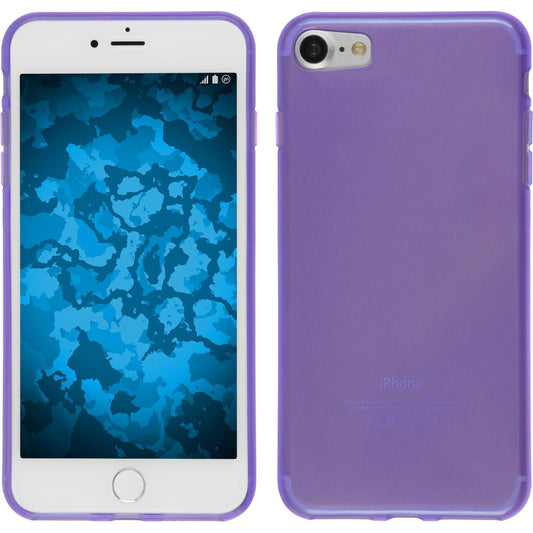 PhoneNatic Case kompatibel mit Apple iPhone 7 / 8 / SE 2020 - lila Silikon Hülle transparent + 2 Schutzfolien