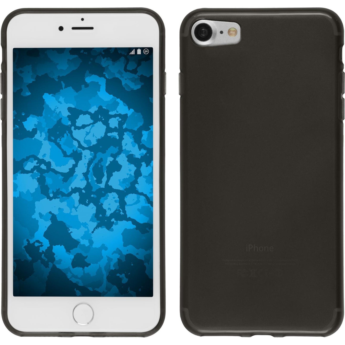 PhoneNatic Case kompatibel mit Apple iPhone 7 / 8 / SE 2020 - schwarz Silikon Hülle transparent + 2 Schutzfolien
