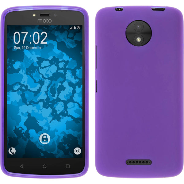 PhoneNatic Case kompatibel mit Lenovo Moto C - lila Silikon Hülle matt + 2 Schutzfolien