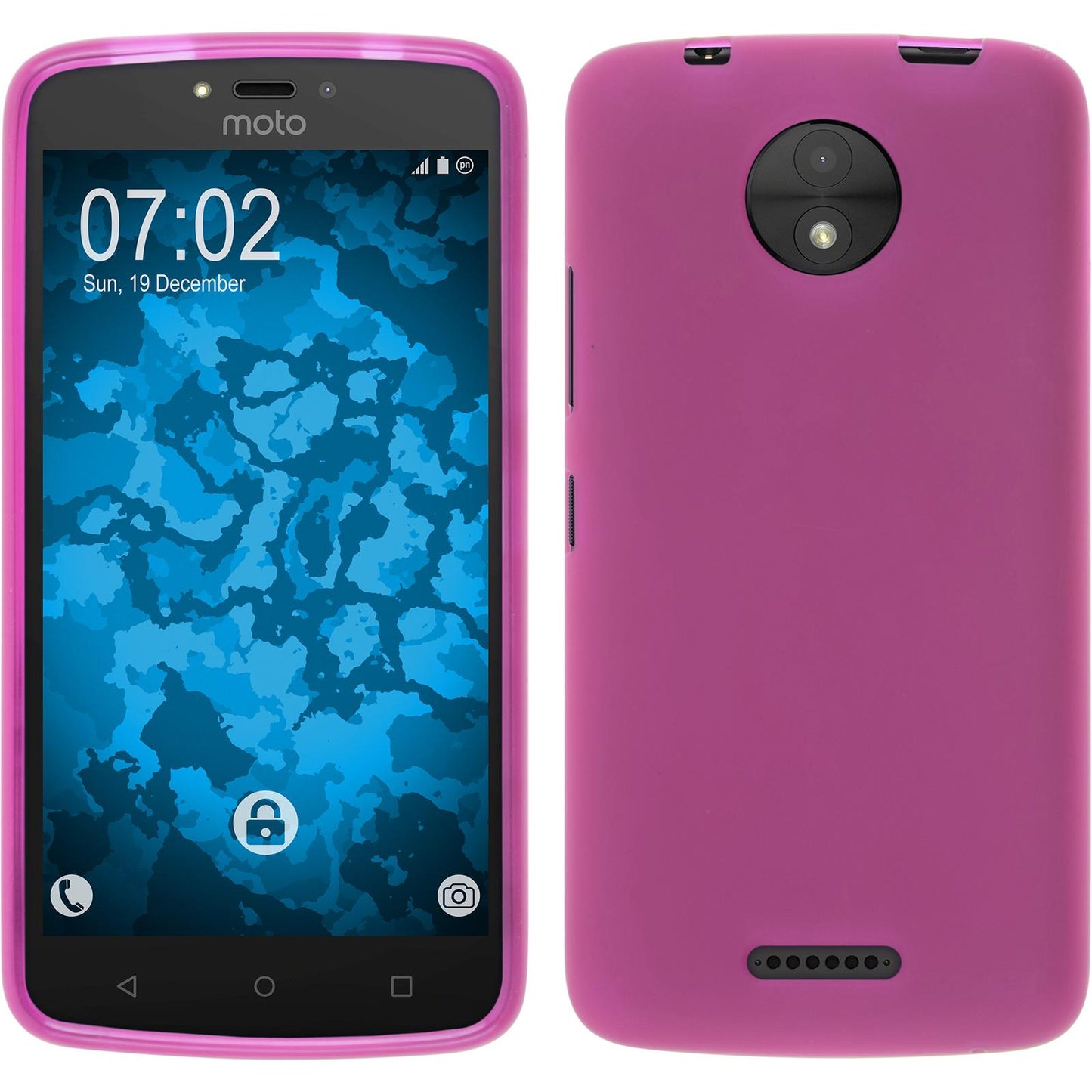 PhoneNatic Case kompatibel mit Lenovo Moto C - pink Silikon Hülle matt + 2 Schutzfolien