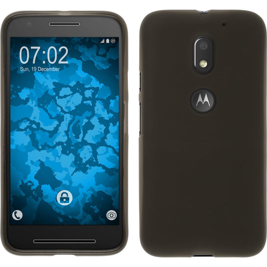 PhoneNatic Case kompatibel mit Lenovo Moto E3 - grau Silikon Hülle matt + 2 Schutzfolien