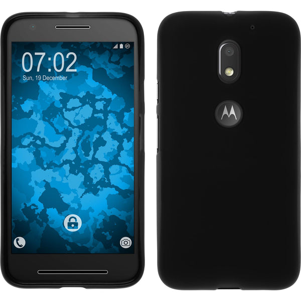 PhoneNatic Case kompatibel mit Lenovo Moto E3 - schwarz Silikon Hülle matt + 2 Schutzfolien