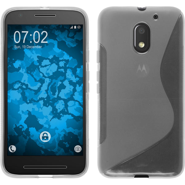 PhoneNatic Case kompatibel mit Lenovo Moto E3 - clear Silikon Hülle S-Style + 2 Schutzfolien