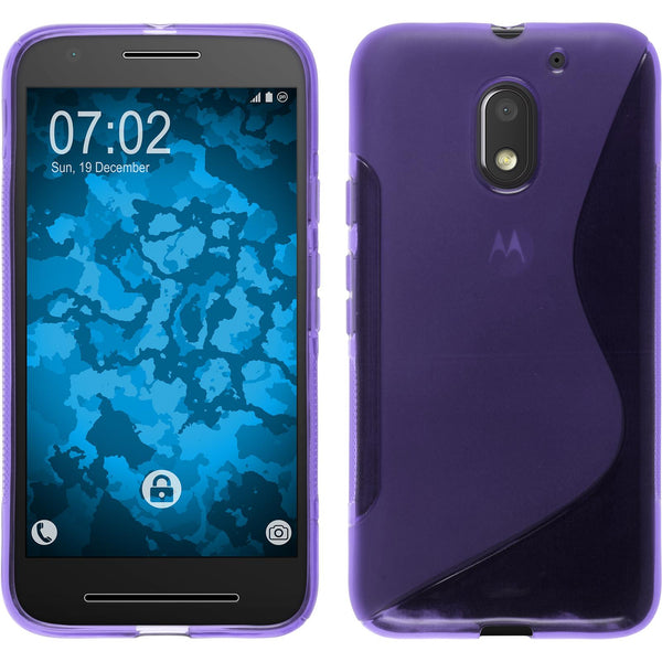 PhoneNatic Case kompatibel mit Lenovo Moto E3 - lila Silikon Hülle S-Style + 2 Schutzfolien