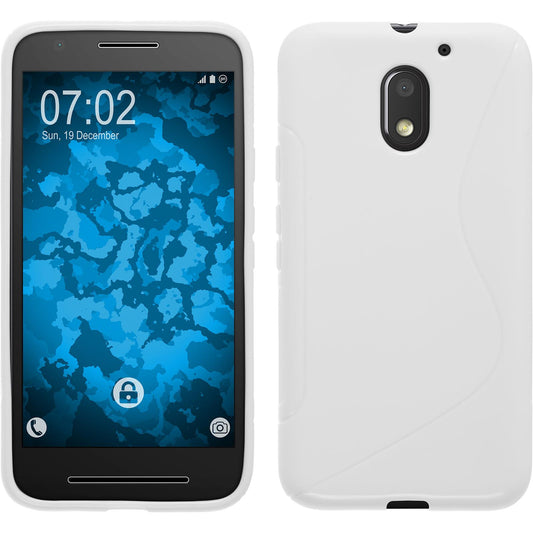 PhoneNatic Case kompatibel mit Lenovo Moto E3 - weiﬂ Silikon Hülle S-Style + 2 Schutzfolien