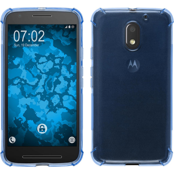 PhoneNatic Case kompatibel mit Lenovo Moto E3 - blau Silikon Hülle ShockProof + 2 Schutzfolien