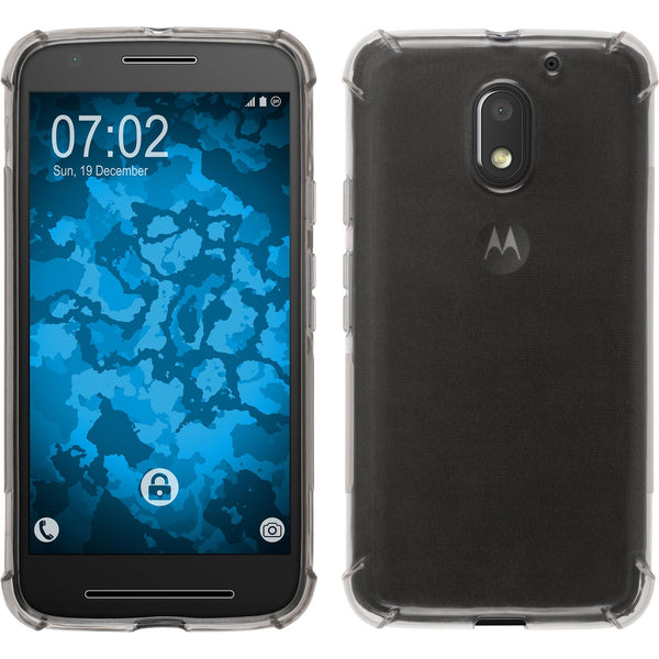 PhoneNatic Case kompatibel mit Lenovo Moto E3 - grau Silikon Hülle ShockProof + 2 Schutzfolien