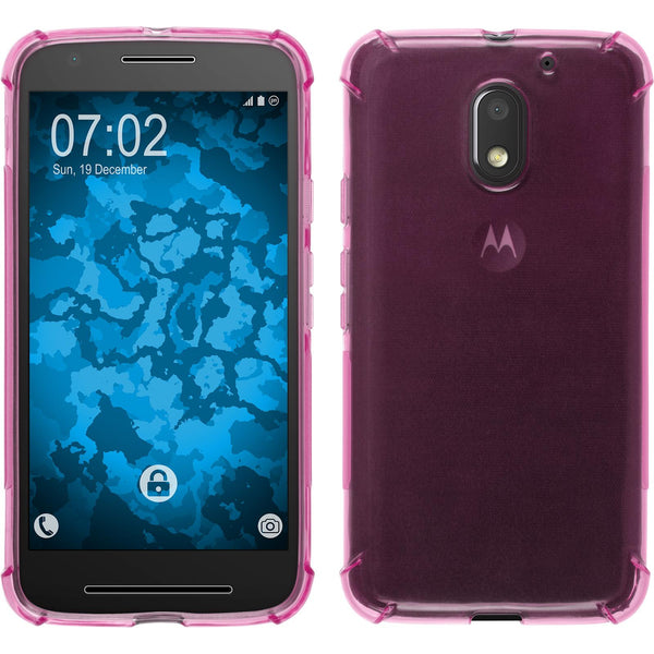 PhoneNatic Case kompatibel mit Lenovo Moto E3 - pink Silikon Hülle ShockProof + 2 Schutzfolien