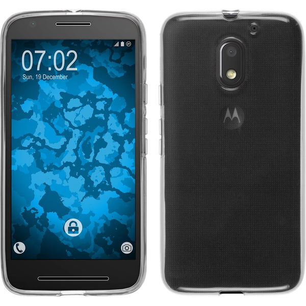 PhoneNatic Case kompatibel mit Lenovo Moto E3 - Crystal Clear Silikon Hülle transparent + 2 Schutzfolien