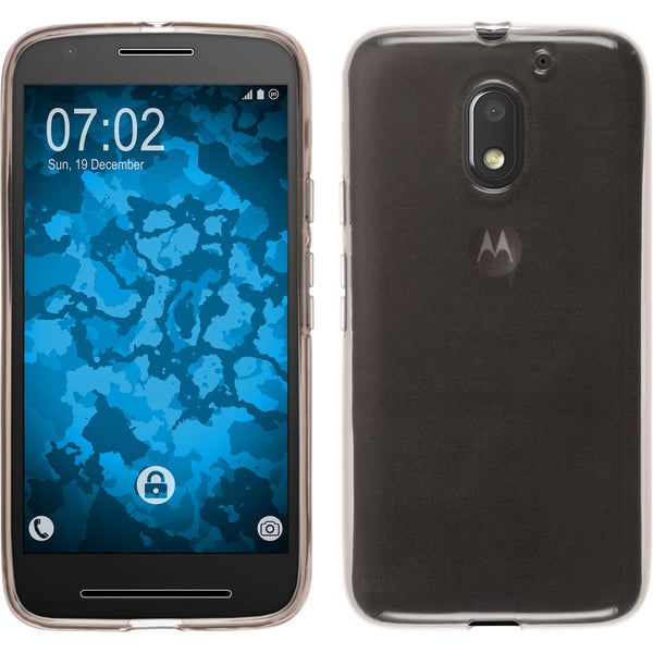 PhoneNatic Case kompatibel mit Lenovo Moto E3 - grau Silikon Hülle transparent + 2 Schutzfolien