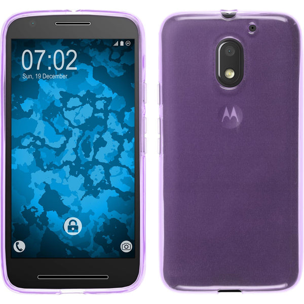 PhoneNatic Case kompatibel mit Lenovo Moto E3 - lila Silikon Hülle transparent + 2 Schutzfolien