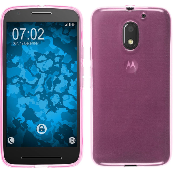 PhoneNatic Case kompatibel mit Lenovo Moto E3 - pink Silikon Hülle transparent + 2 Schutzfolien