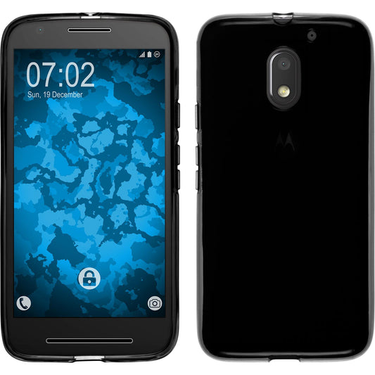 PhoneNatic Case kompatibel mit Lenovo Moto E3 - schwarz Silikon Hülle  + 2 Schutzfolien