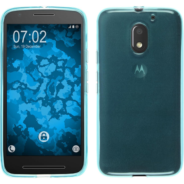 PhoneNatic Case kompatibel mit Lenovo Moto E3 - türkis Silikon Hülle transparent + 2 Schutzfolien
