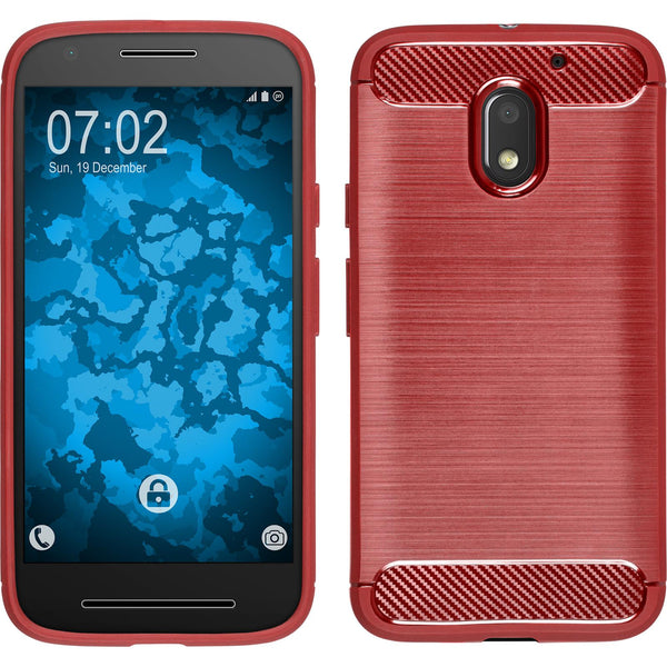 PhoneNatic Case kompatibel mit Lenovo Moto E3 - rot Silikon Hülle Ultimate + 2 Schutzfolien