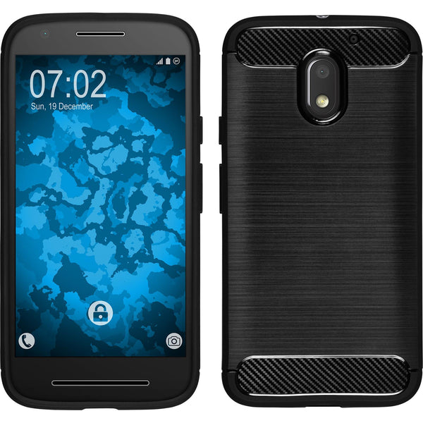 PhoneNatic Case kompatibel mit Lenovo Moto E3 - schwarz Silikon Hülle Ultimate + 2 Schutzfolien