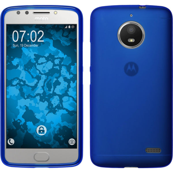 PhoneNatic Case kompatibel mit Lenovo Moto E4 (EU Version) - blau Silikon Hülle matt + 2 Schutzfolien