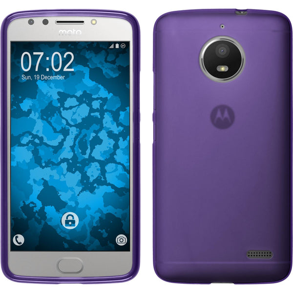 PhoneNatic Case kompatibel mit Lenovo Moto E4 (EU Version) - lila Silikon Hülle matt + 2 Schutzfolien