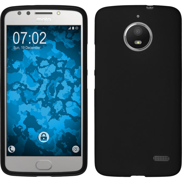 PhoneNatic Case kompatibel mit Lenovo Moto E4 (EU Version) - schwarz Silikon Hülle matt + 2 Schutzfolien
