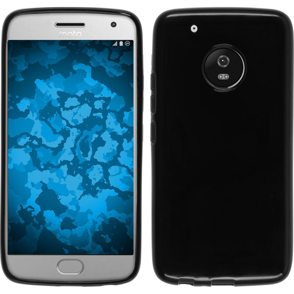 PhoneNatic Case kompatibel mit Lenovo Moto G5 Plus - schwarz Silikon Hülle  + 2 Schutzfolien