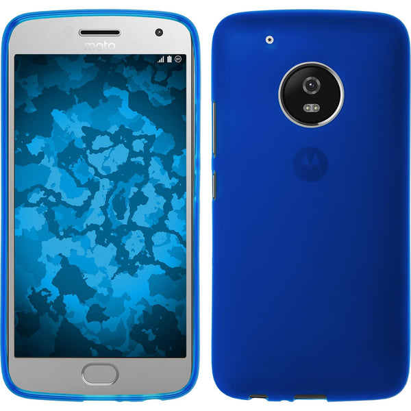 PhoneNatic Case kompatibel mit Lenovo Moto G5 Plus - blau Silikon Hülle matt + 2 Schutzfolien