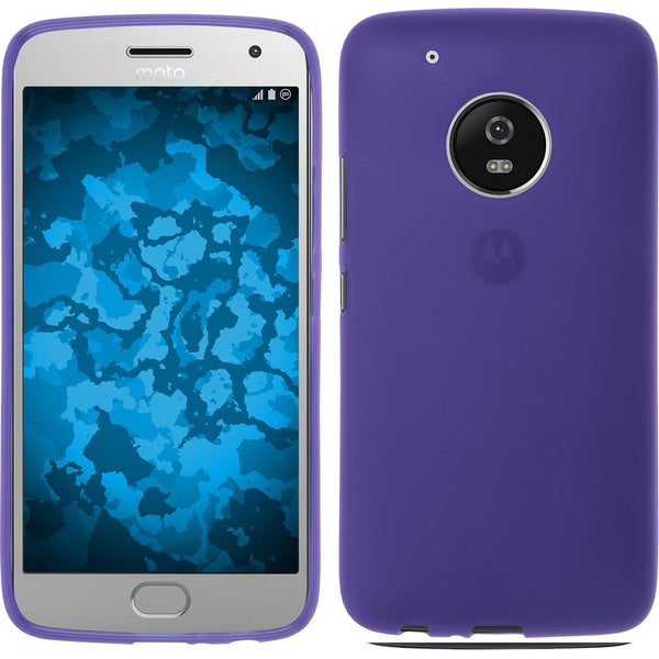 PhoneNatic Case kompatibel mit Lenovo Moto G5 Plus - lila Silikon Hülle matt + 2 Schutzfolien