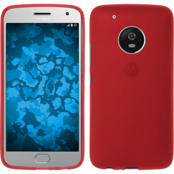 PhoneNatic Case kompatibel mit Lenovo Moto G5 Plus - rot Silikon Hülle matt + 2 Schutzfolien