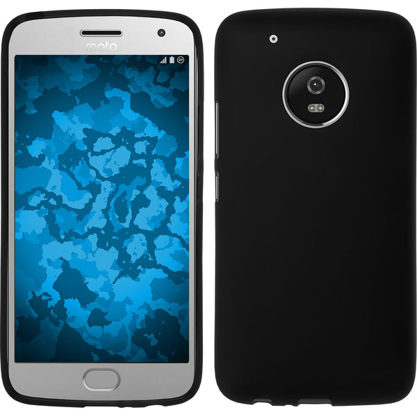PhoneNatic Case kompatibel mit Lenovo Moto G5 Plus - schwarz Silikon Hülle matt + 2 Schutzfolien