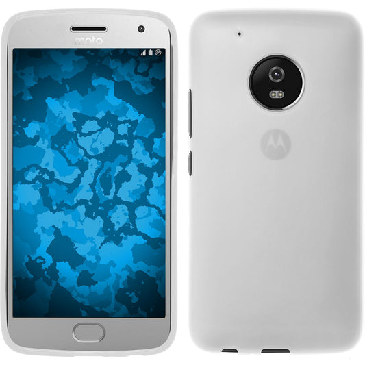 PhoneNatic Case kompatibel mit Lenovo Moto G5 Plus - weiﬂ Silikon Hülle matt + 2 Schutzfolien