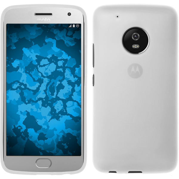 PhoneNatic Case kompatibel mit Lenovo Moto G5 Plus - weiﬂ Silikon Hülle matt + 2 Schutzfolien