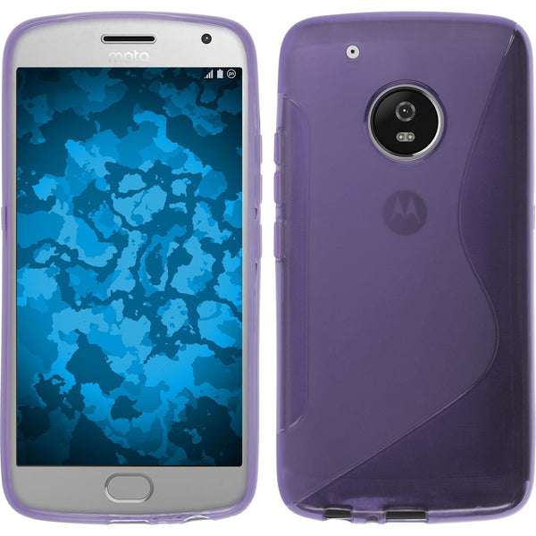 PhoneNatic Case kompatibel mit Lenovo Moto G5 Plus - lila Silikon Hülle S-Style + 2 Schutzfolien