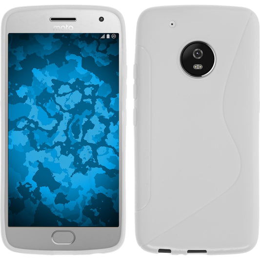 PhoneNatic Case kompatibel mit Lenovo Moto G5 Plus - weiﬂ Silikon Hülle S-Style + 2 Schutzfolien