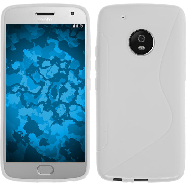 PhoneNatic Case kompatibel mit Lenovo Moto G5 Plus - weiﬂ Silikon Hülle S-Style + 2 Schutzfolien