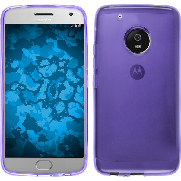 PhoneNatic Case kompatibel mit Lenovo Moto G5 Plus - lila Silikon Hülle transparent + 2 Schutzfolien
