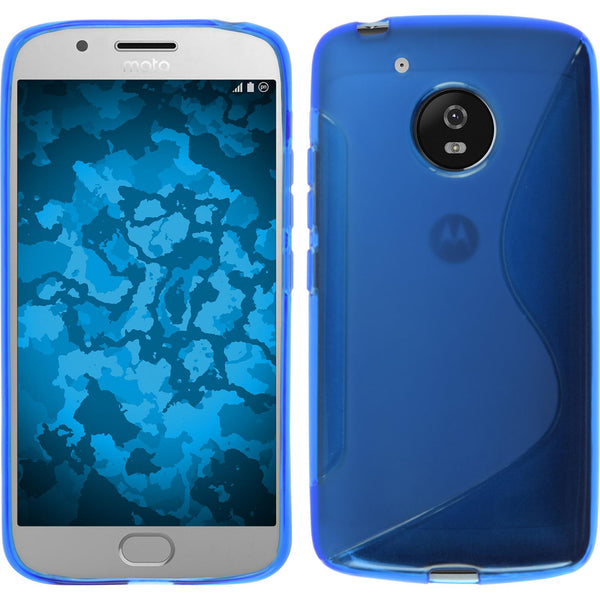 PhoneNatic Case kompatibel mit Lenovo Moto G5 - blau Silikon Hülle S-Style + 2 Schutzfolien