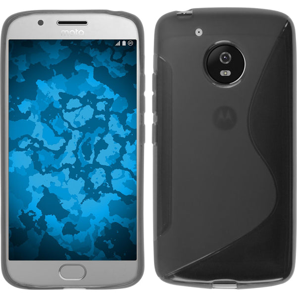 PhoneNatic Case kompatibel mit Lenovo Moto G5 - grau Silikon Hülle S-Style + 2 Schutzfolien