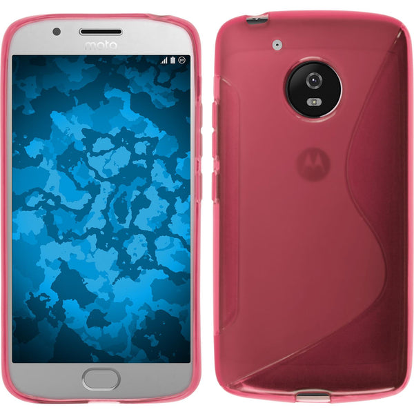 PhoneNatic Case kompatibel mit Lenovo Moto G5 - pink Silikon Hülle S-Style + 2 Schutzfolien