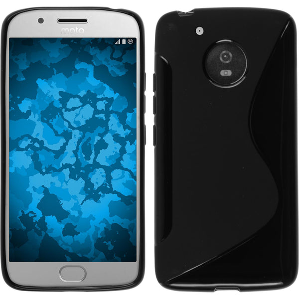 PhoneNatic Case kompatibel mit Lenovo Moto G5 - schwarz Silikon Hülle S-Style + 2 Schutzfolien
