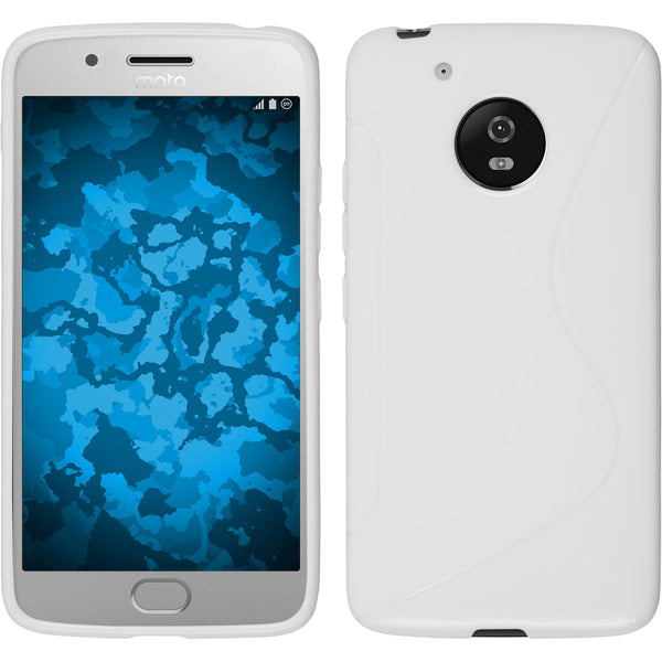 PhoneNatic Case kompatibel mit Lenovo Moto G5 - weiﬂ Silikon Hülle S-Style + 2 Schutzfolien