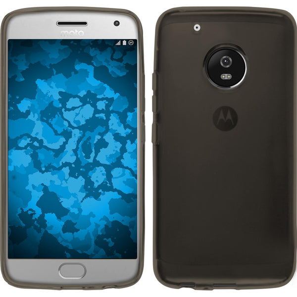 PhoneNatic Case kompatibel mit Lenovo Moto G5 - grau Silikon Hülle transparent + 2 Schutzfolien