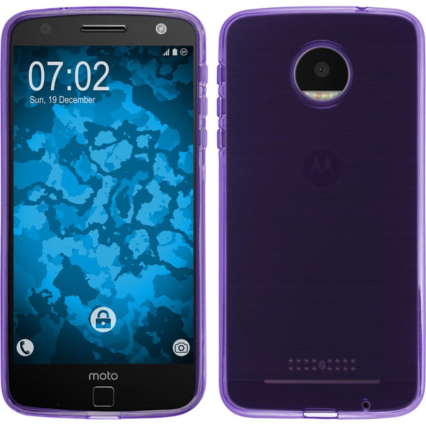 PhoneNatic Case kompatibel mit Lenovo Moto Z Force - lila Silikon Hülle transparent + 2 Schutzfolien