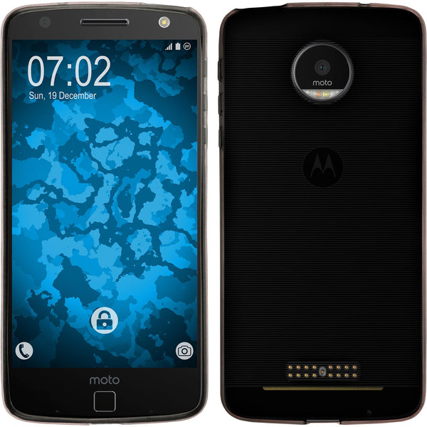 PhoneNatic Case kompatibel mit Lenovo Moto Z - grau Silikon Hülle Slimcase + 2 Schutzfolien