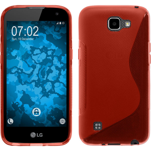 PhoneNatic Case kompatibel mit LG K4 2016 - rot Silikon Hülle S-Style + 2 Schutzfolien