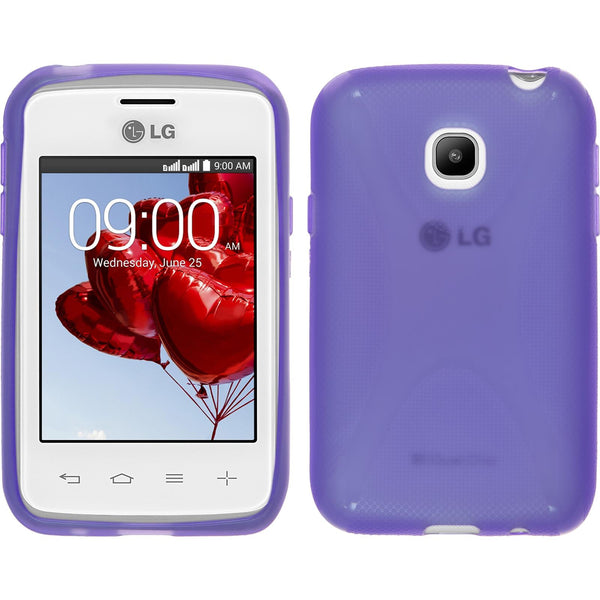 PhoneNatic Case kompatibel mit LG L20 - lila Silikon Hülle X-Style + 2 Schutzfolien