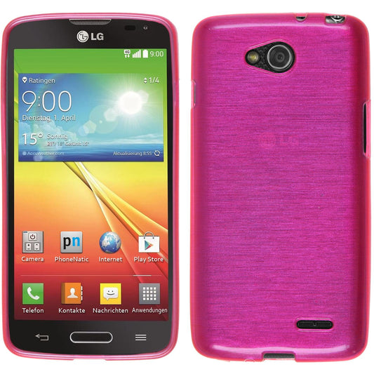 PhoneNatic Case kompatibel mit LG L90 - pink Silikon Hülle brushed + 2 Schutzfolien