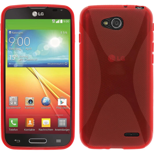 PhoneNatic Case kompatibel mit LG L90 - rot Silikon Hülle X-Style + 2 Schutzfolien